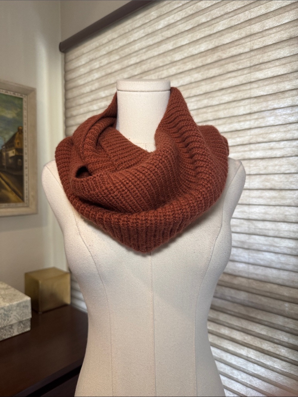 Cozy Rust Knit Infinity Scarf